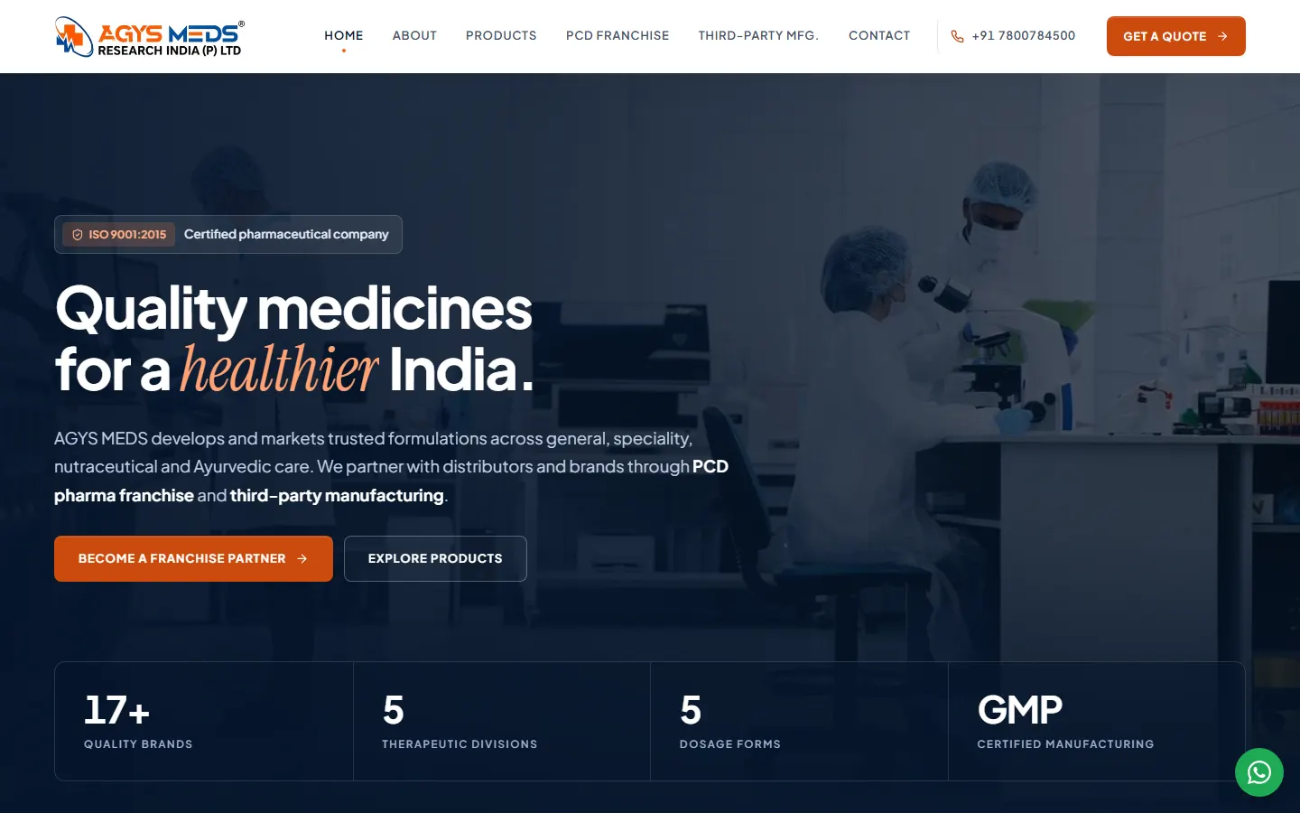 AGYS MEDS Research India website on desktop
